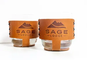 *Sage Lodge Leather Sleeve Rocks Glasses