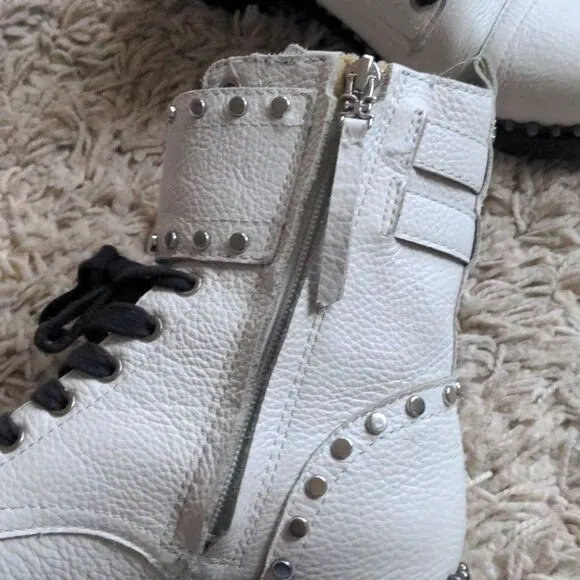 Sam Edelman White Jennifer Studded Combat Boot