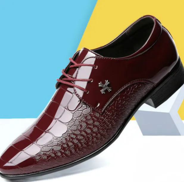 Shiny Lace-Up Single Shoes Fashion Dress Shoes