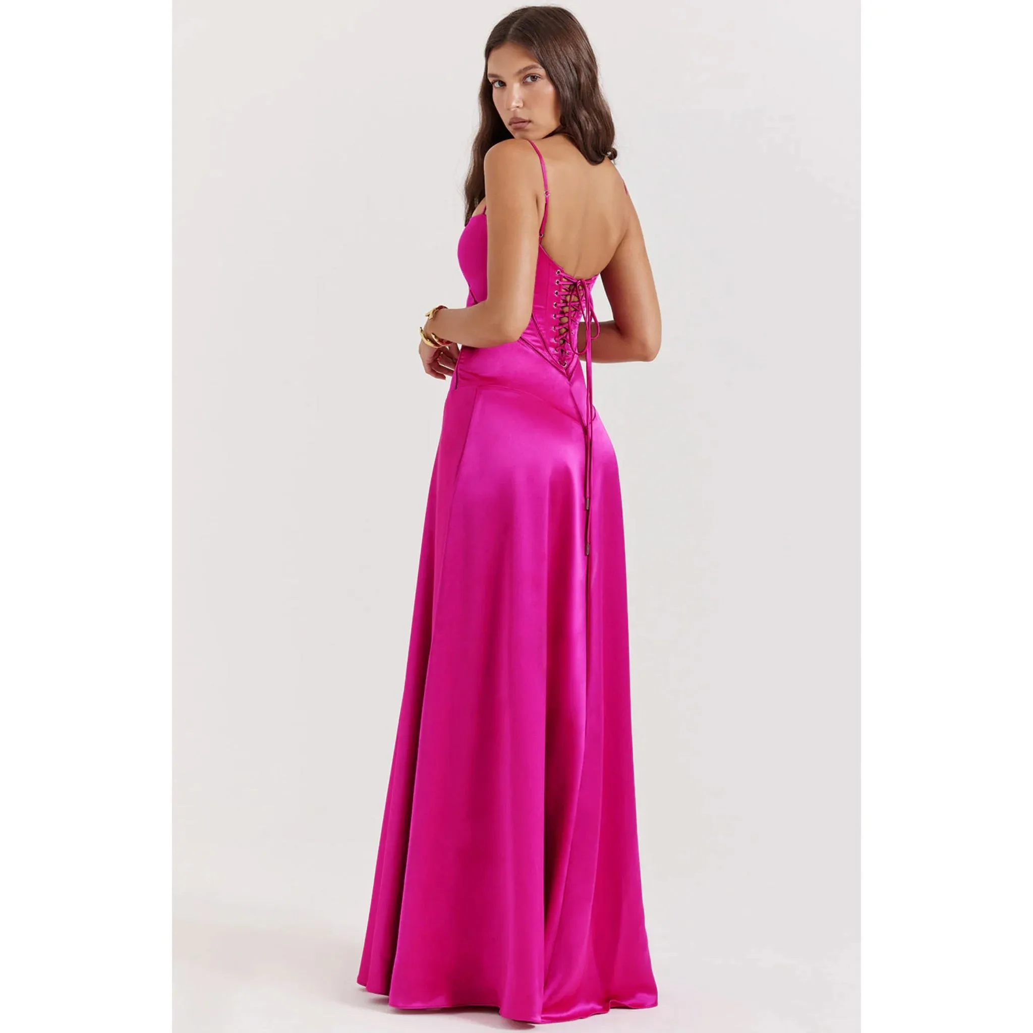 Sleek Lace-Up Formal Dress