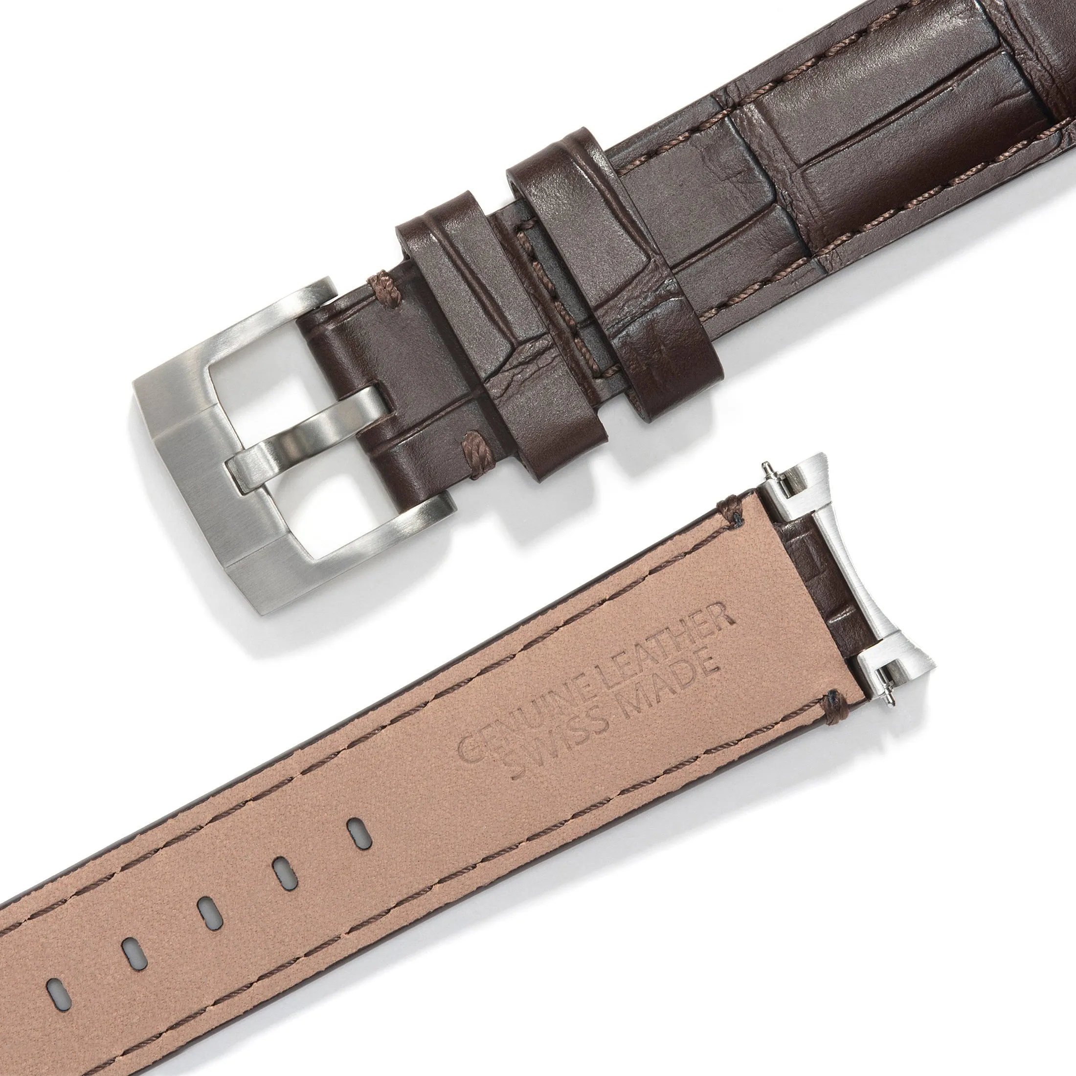 Steel End Link Leather Strap for Rolex Sea-Dweller with Tang Buckle