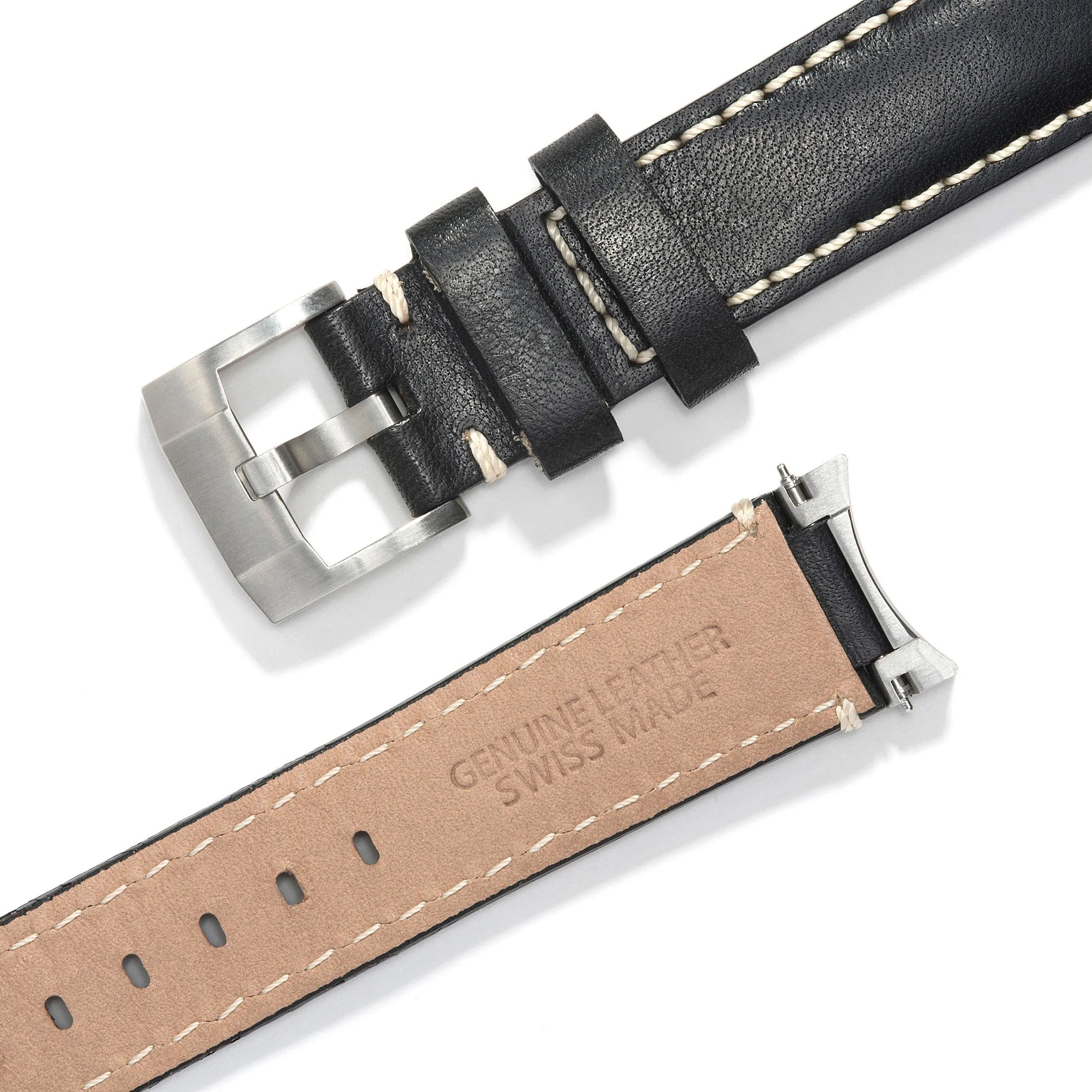 Steel End Link Leather Strap for Rolex Sea-Dweller with Tang Buckle