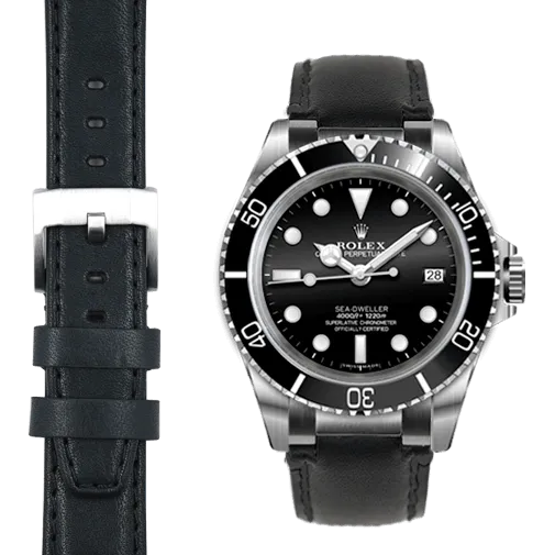Steel End Link Leather Strap for Rolex Sea-Dweller with Tang Buckle
