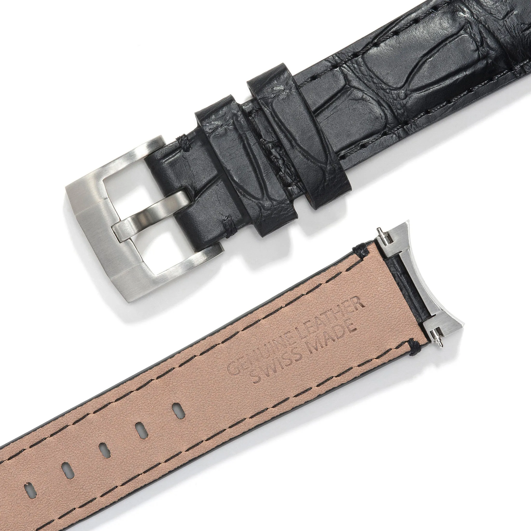 Steel End Link Leather Strap for Rolex Submariner Ceramic with Tang Buckle