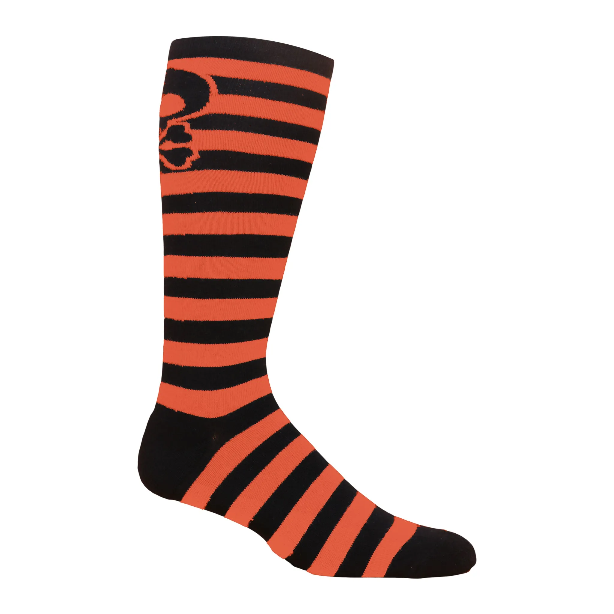 Striped Skull Knee High Socks