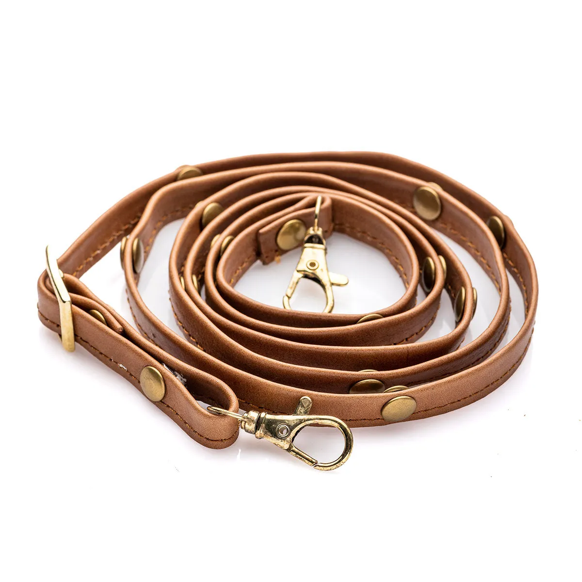 Tan Leather Purse & Strap (w Gold Studs)