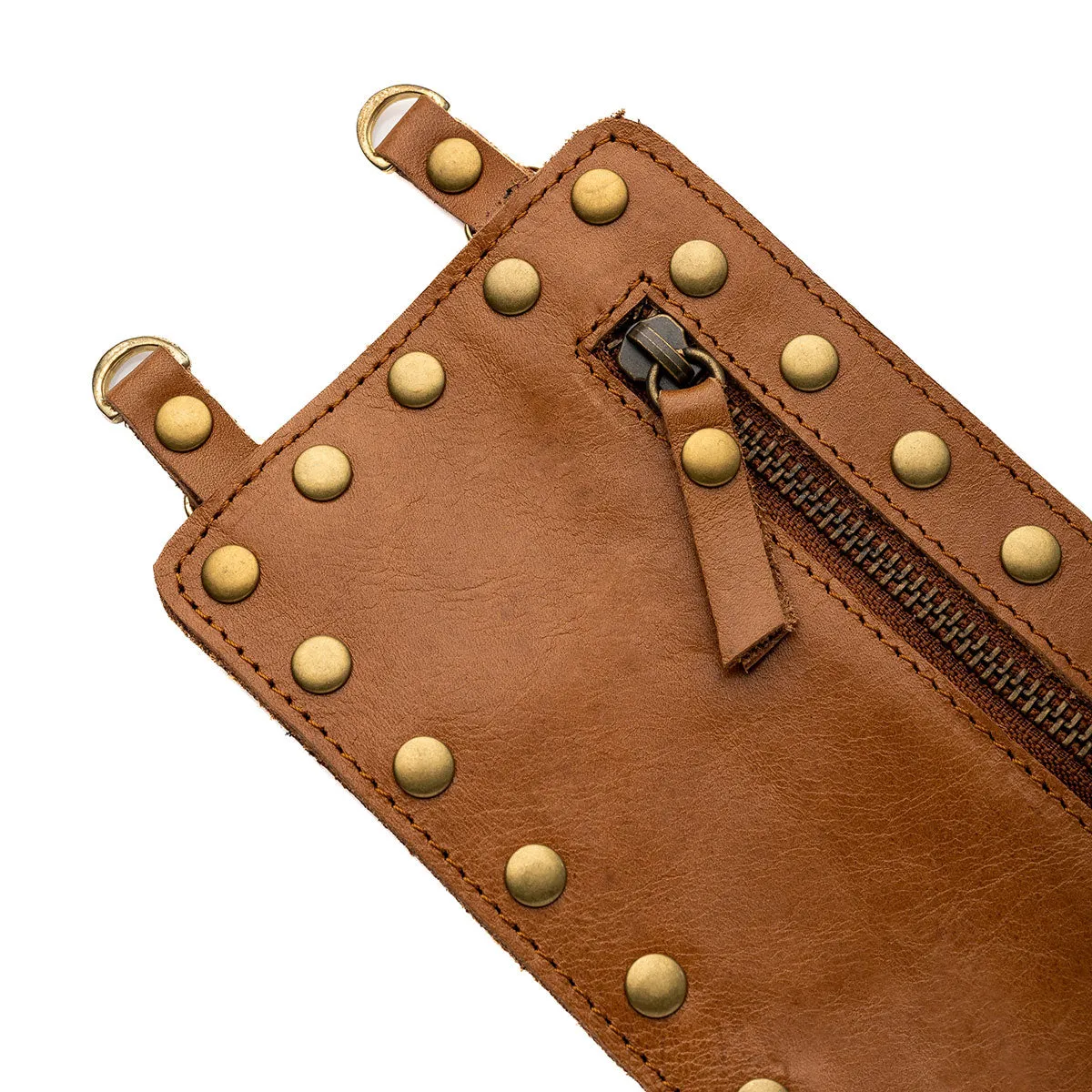 Tan Leather Purse & Strap (w Gold Studs)