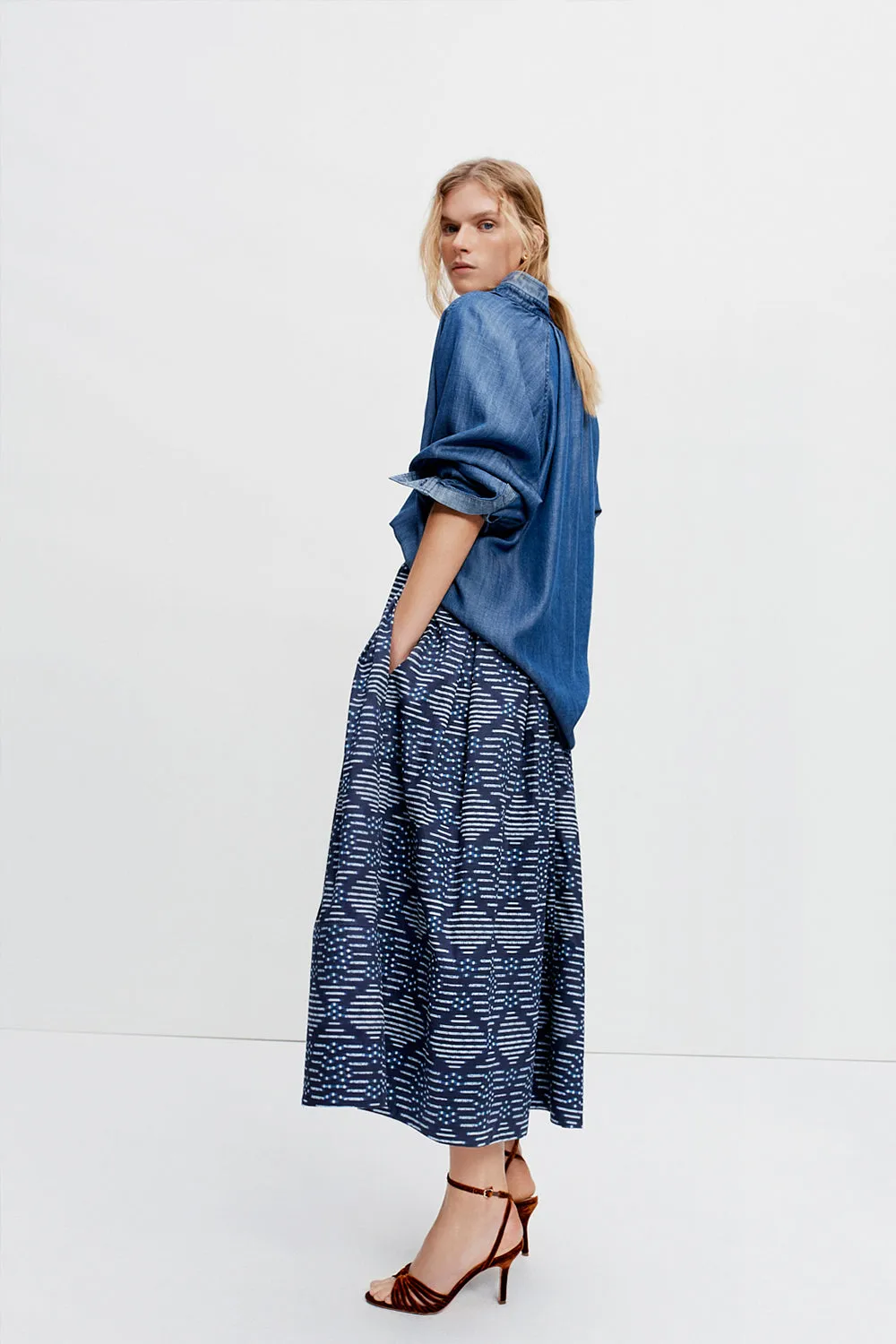The Friday Skirt (Shibori Print)