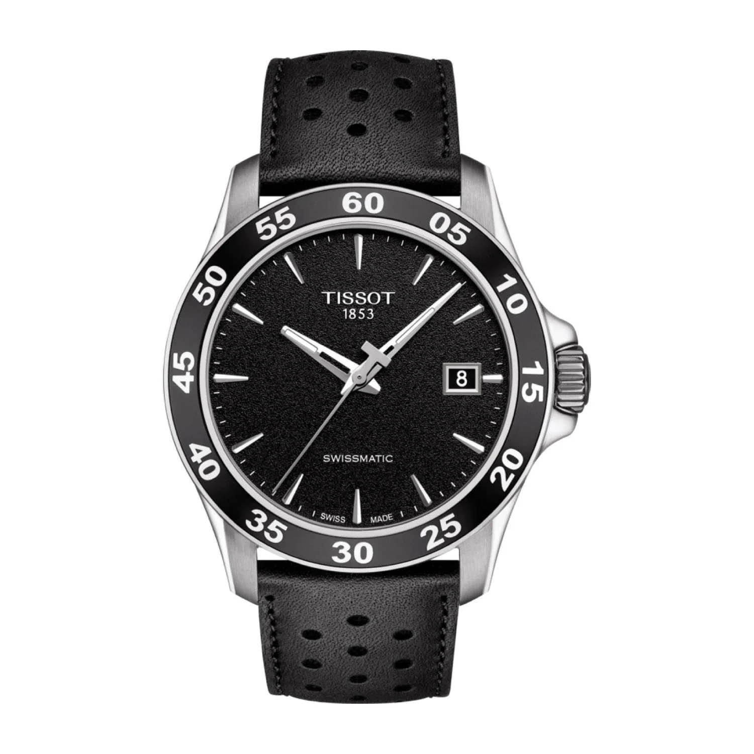 Tissot 22mm V8 Black Leather Strap
