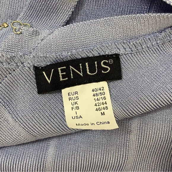 VENUS Bandage Strap Slimming Blue Dress