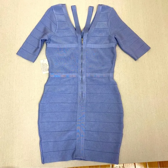 VENUS Bandage Strap Slimming Blue Dress