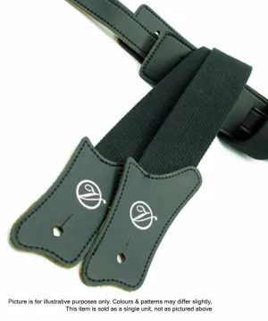 Vorson Black Fabric Guitar Strap with Black Leather Ends
