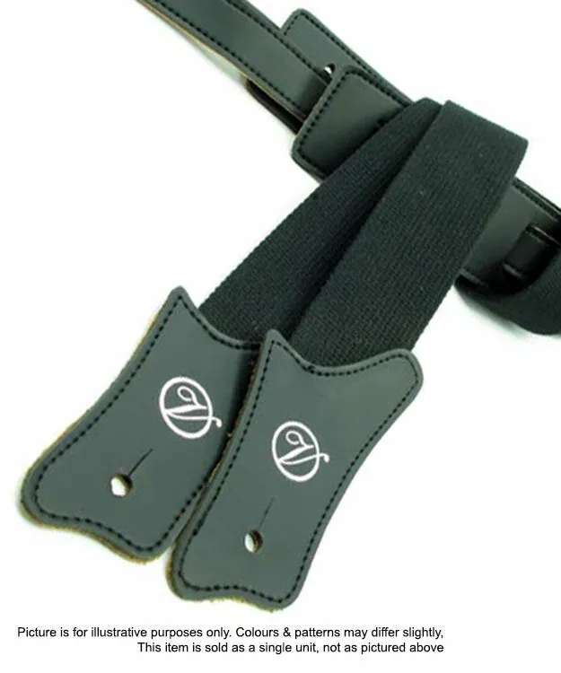 Vorson Black Fabric Guitar Strap with Black Leather Ends