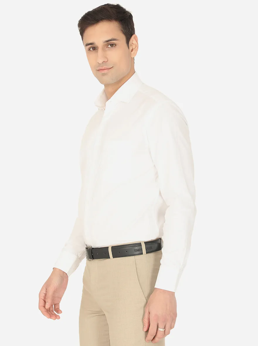 White Solid Slim Fit Formal Shirt | Metal