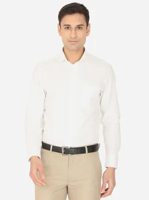 White Solid Slim Fit Formal Shirt | Metal