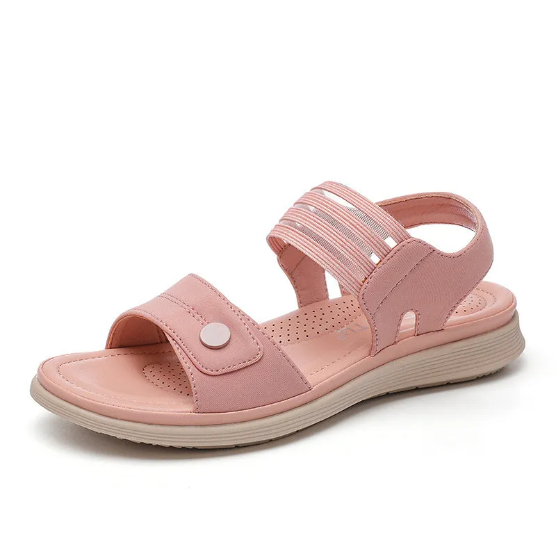 Wide Strap Ankle Sandals with Short Wedge