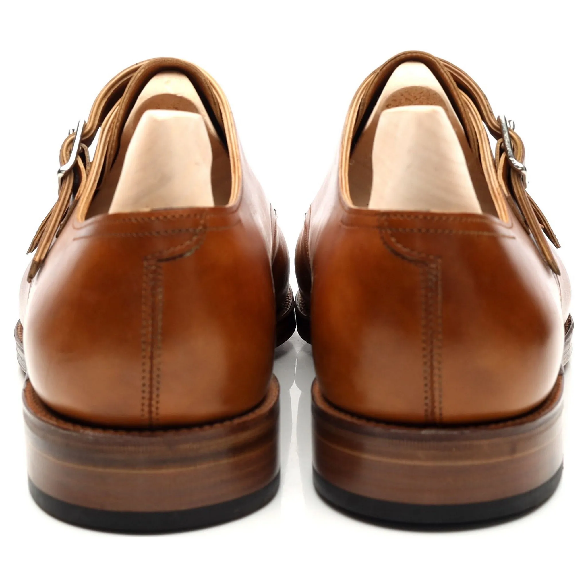 'William II' Tan Brown Museum Leather Double Monk Strap UK 10.5 E