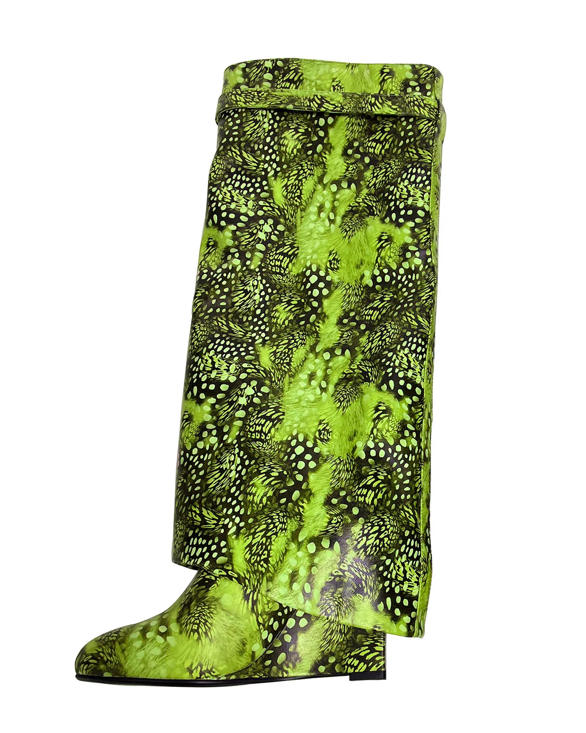 Women leopard texture wedge knee high pants boots