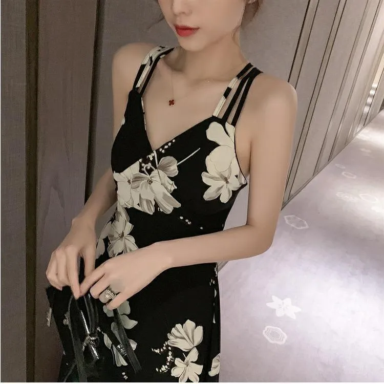 Women Sexy Backless Dress Summer Bohemian Floral Print Long Dresses Femal Plus Size V-Neck Vestidos