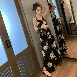 Women Sexy Backless Dress Summer Bohemian Floral Print Long Dresses Femal Plus Size V-Neck Vestidos