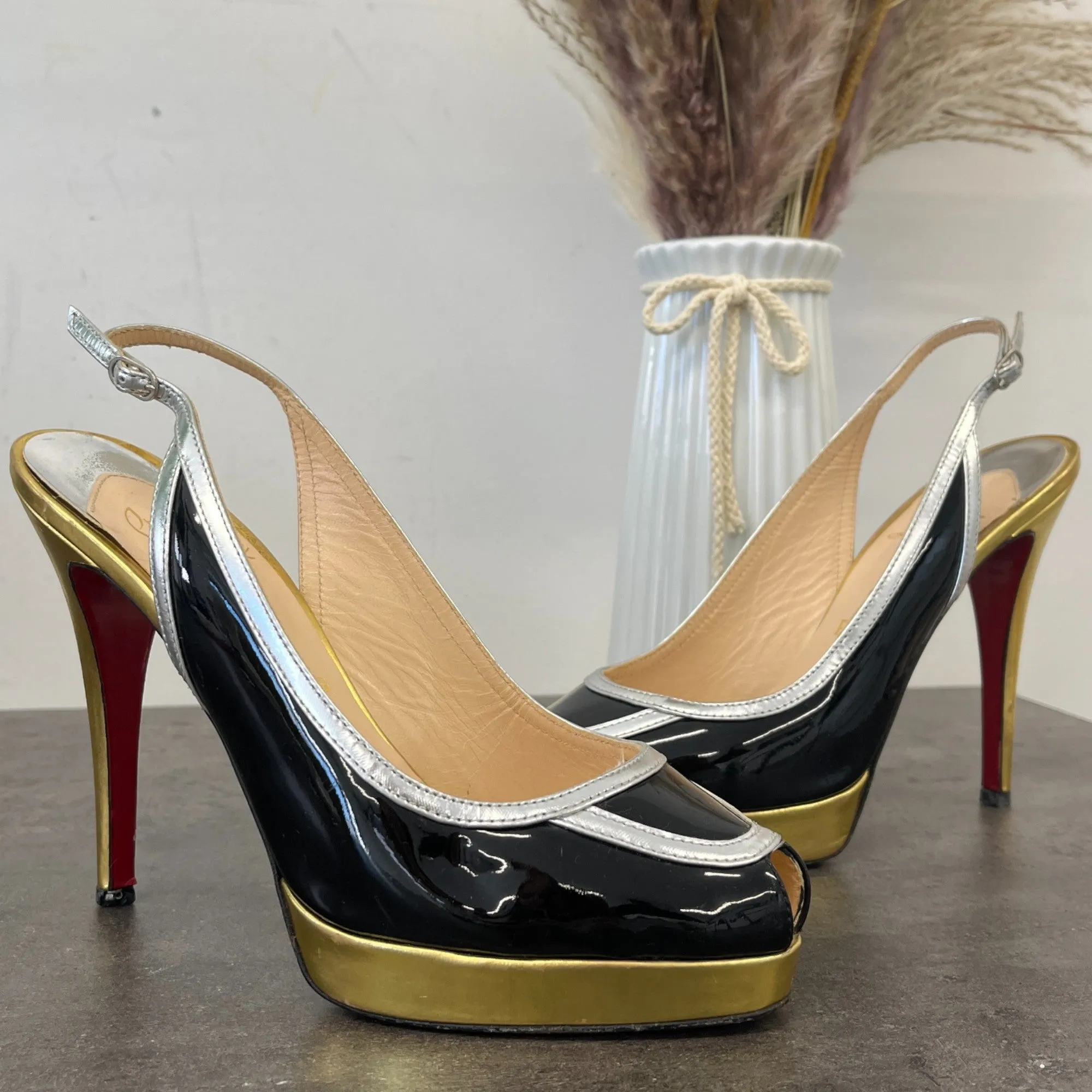 Women's Fox Trot Slingback Heels Black Size EU 38 / UK 5