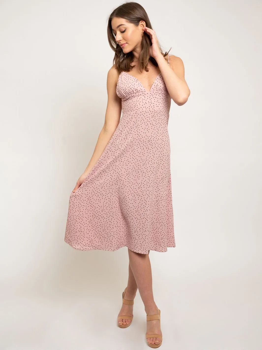 WOMEN'S MIDI POLKA DOTS DRESS