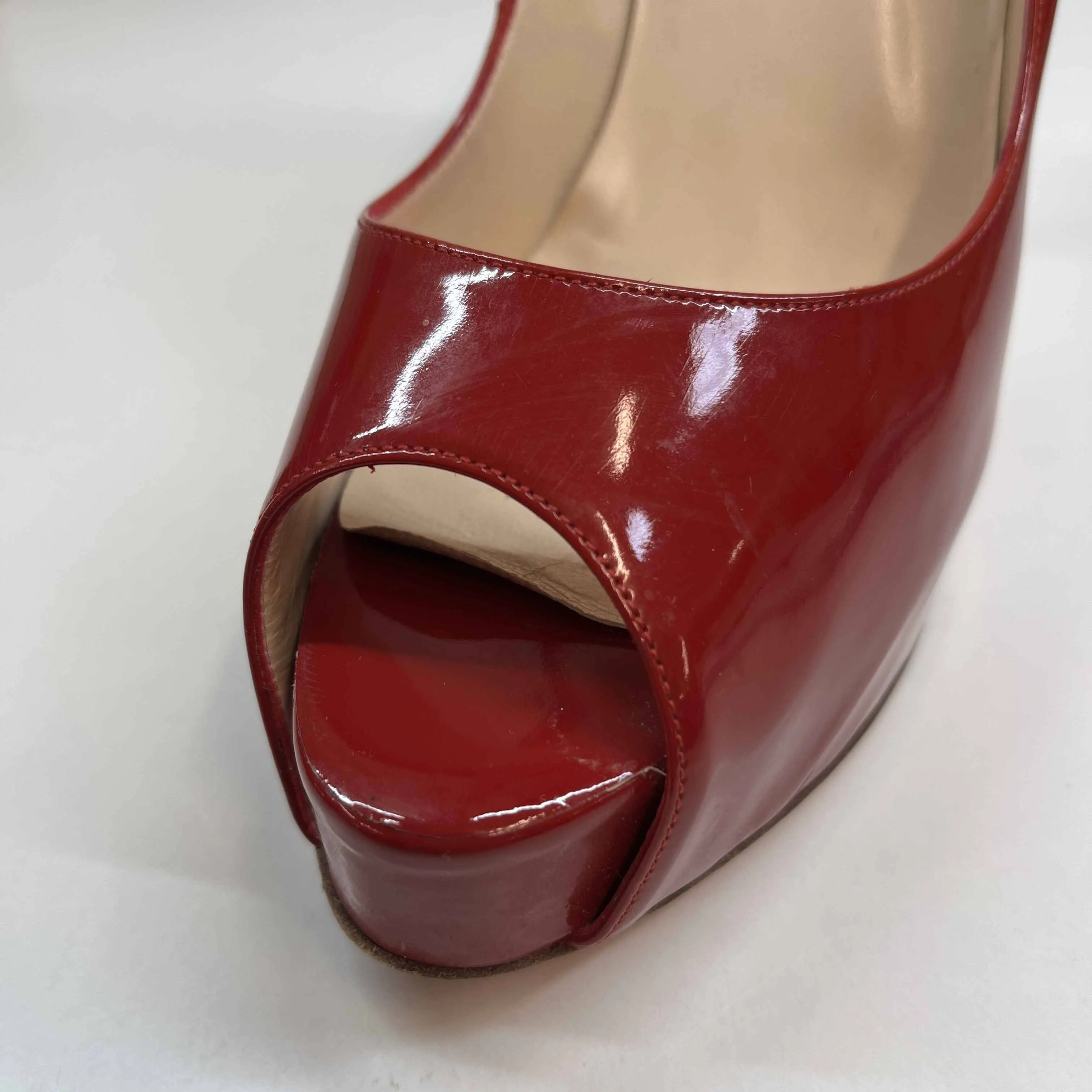 Women's Peep Toe Platform Heels Red Size EU 38 / UK 5