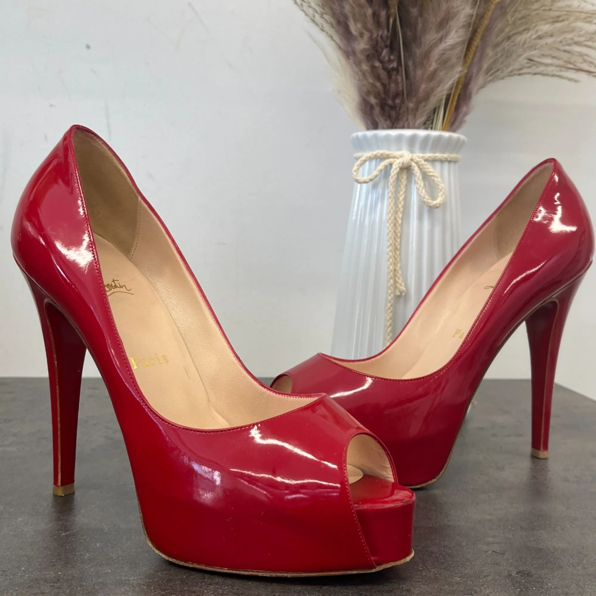 Women's Peep Toe Platform Heels Red Size EU 38 / UK 5