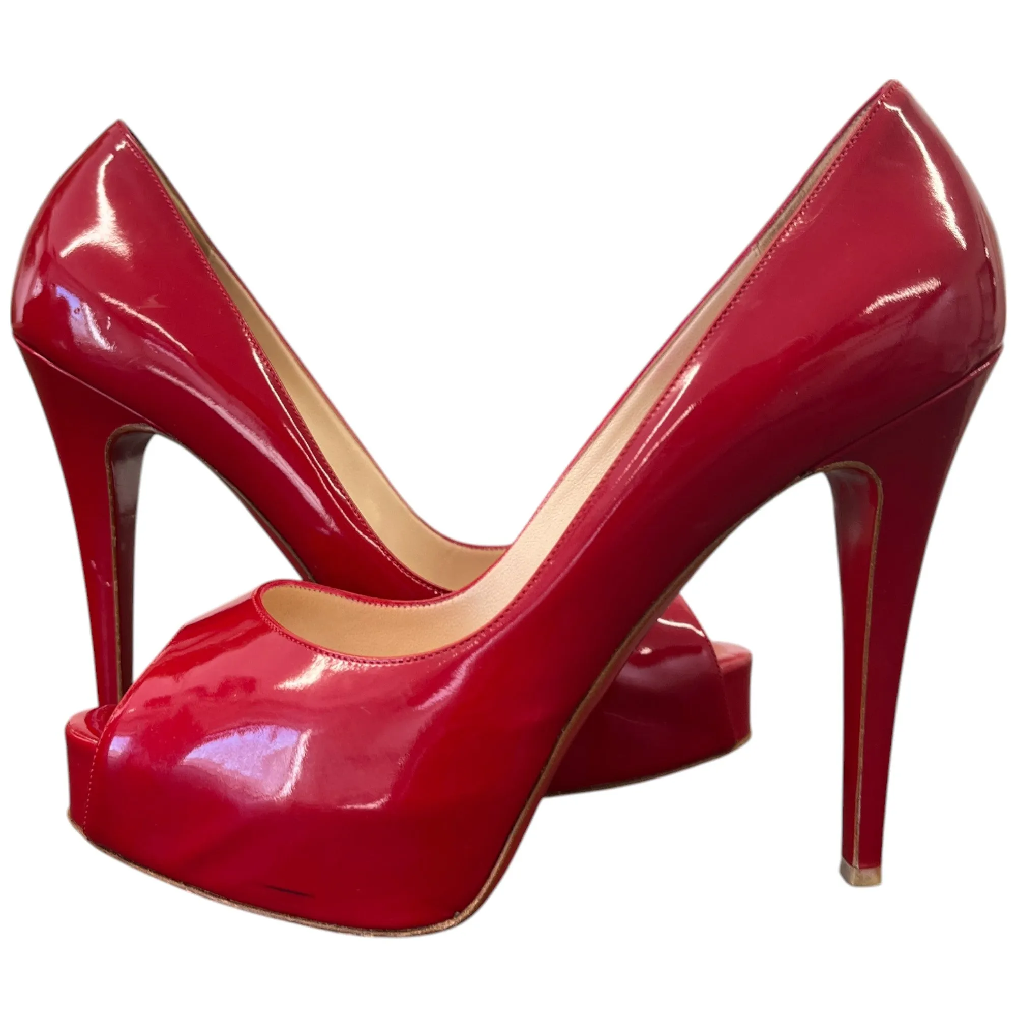 Women's Peep Toe Platform Heels Red Size EU 38 / UK 5