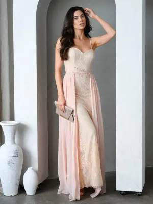 WOMEN'S SLEEVELESS ALL OVE LACE MAXI DRESS