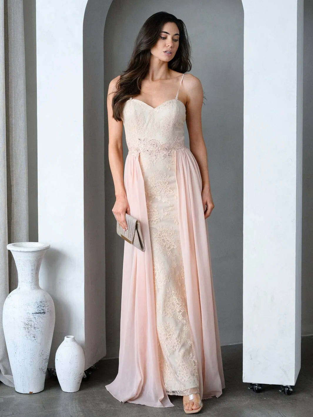 WOMEN'S SLEEVELESS ALL OVE LACE MAXI DRESS