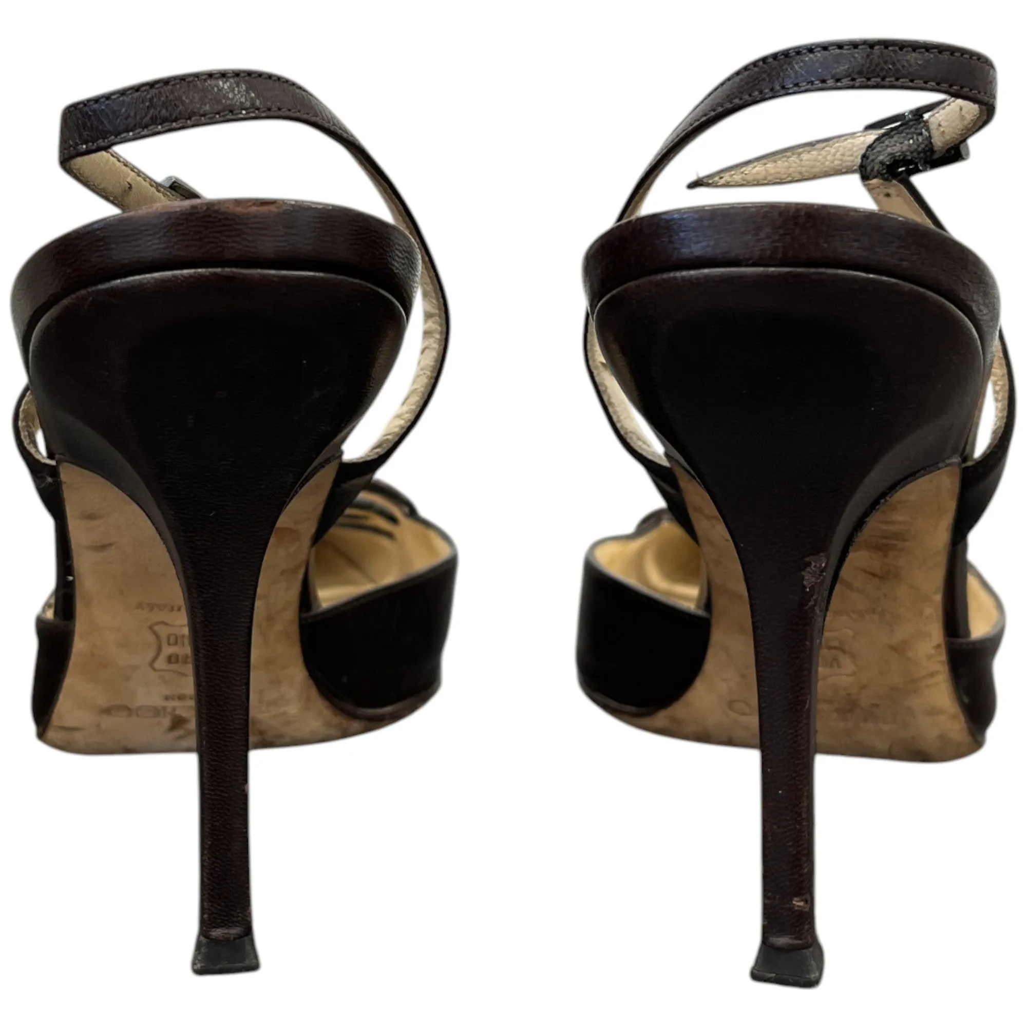 Women's Slingback Pointed Toe Heels Brown Size EU 38 / UK 5