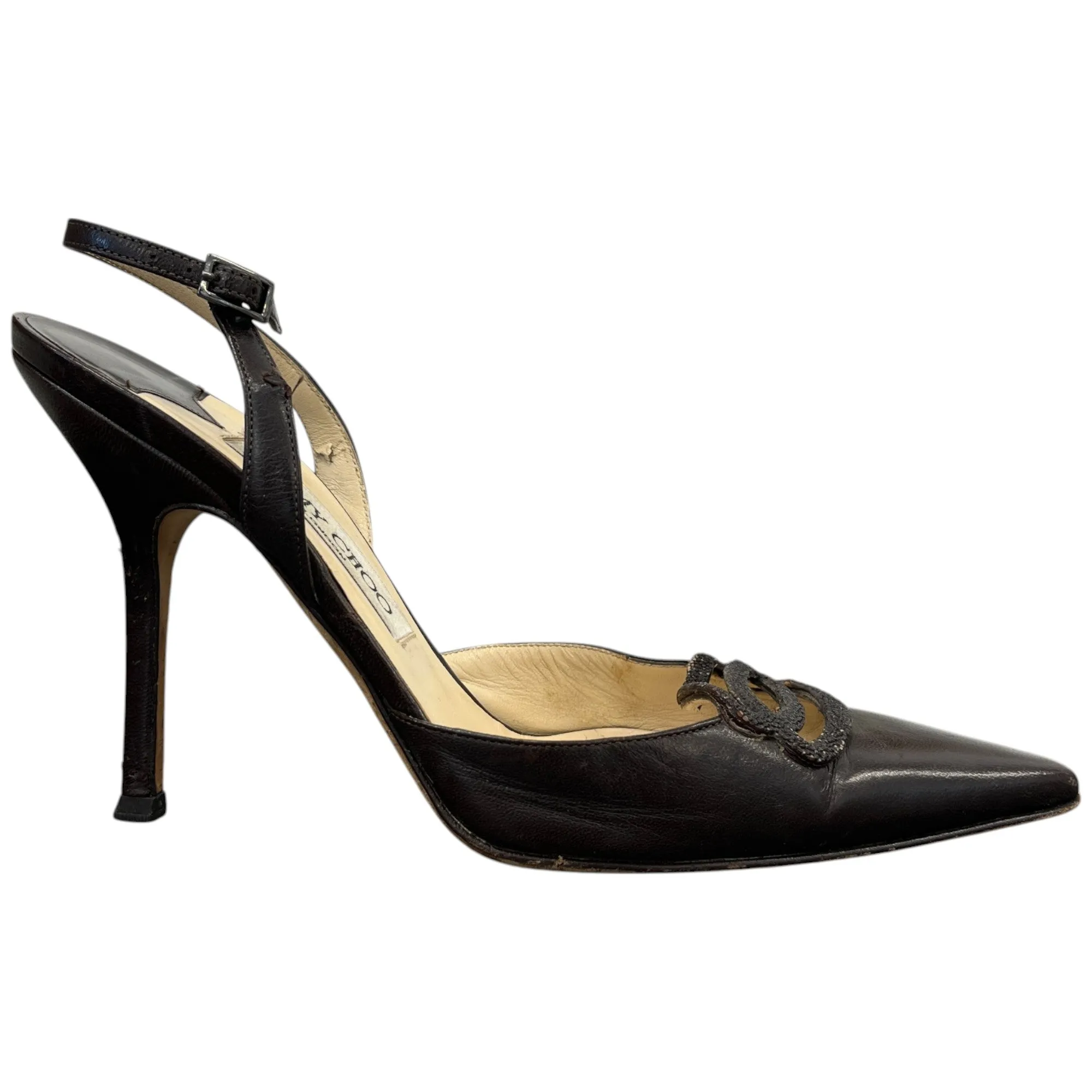 Women's Slingback Pointed Toe Heels Brown Size EU 38 / UK 5
