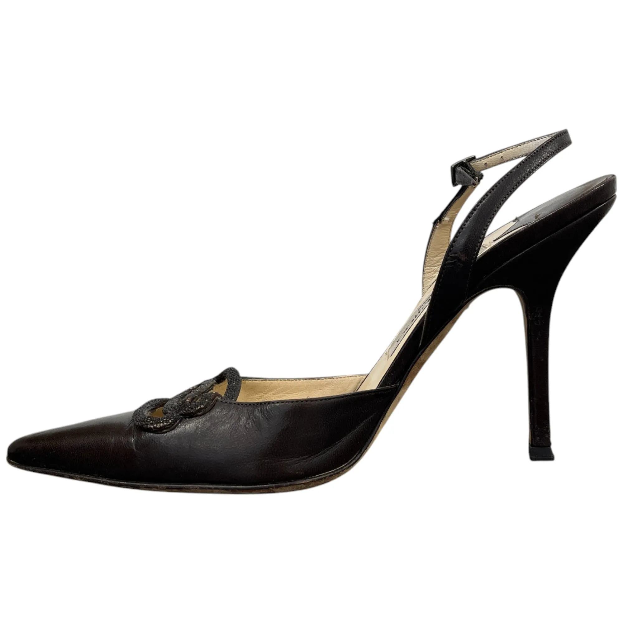 Women's Slingback Pointed Toe Heels Brown Size EU 38 / UK 5