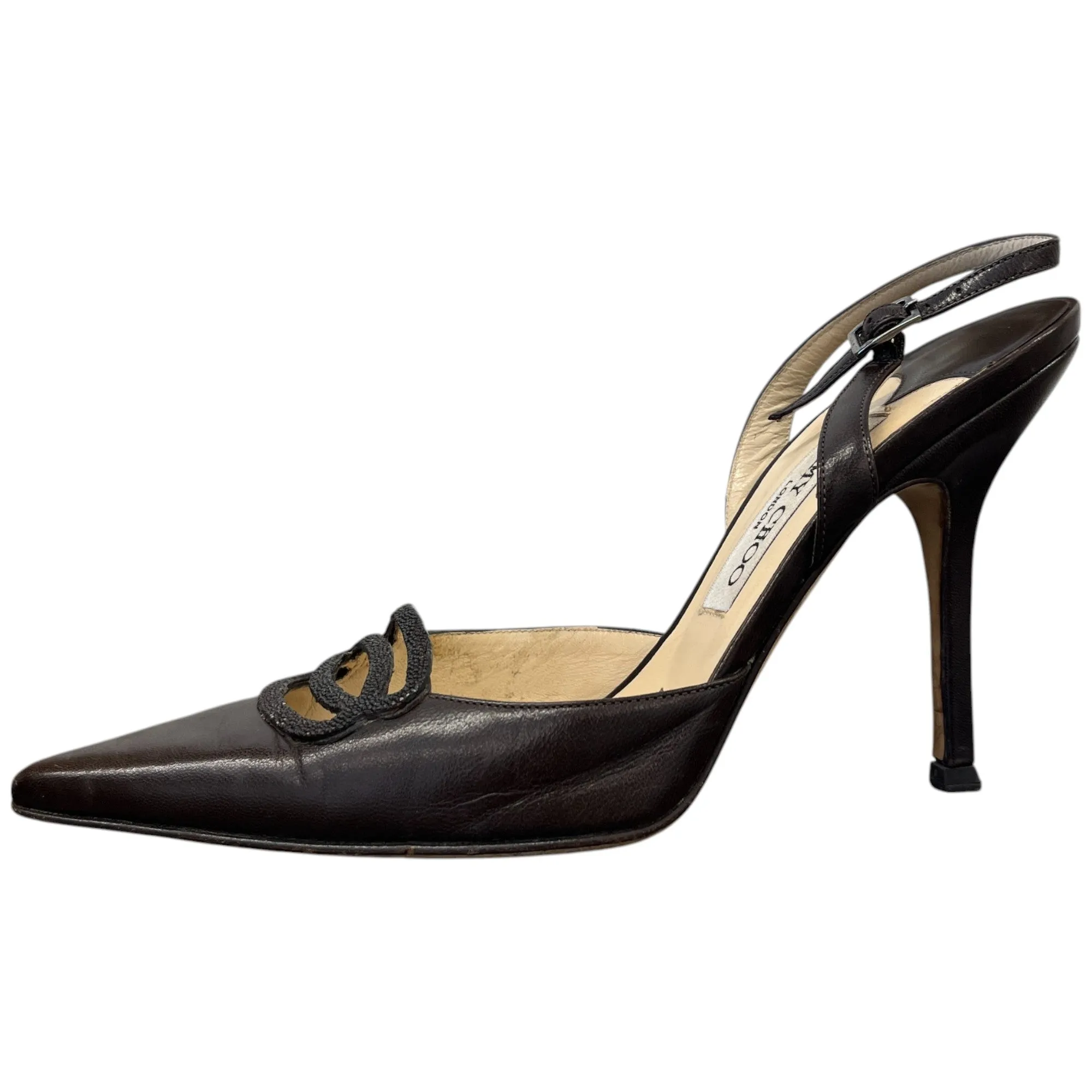 Women's Slingback Pointed Toe Heels Brown Size EU 38 / UK 5