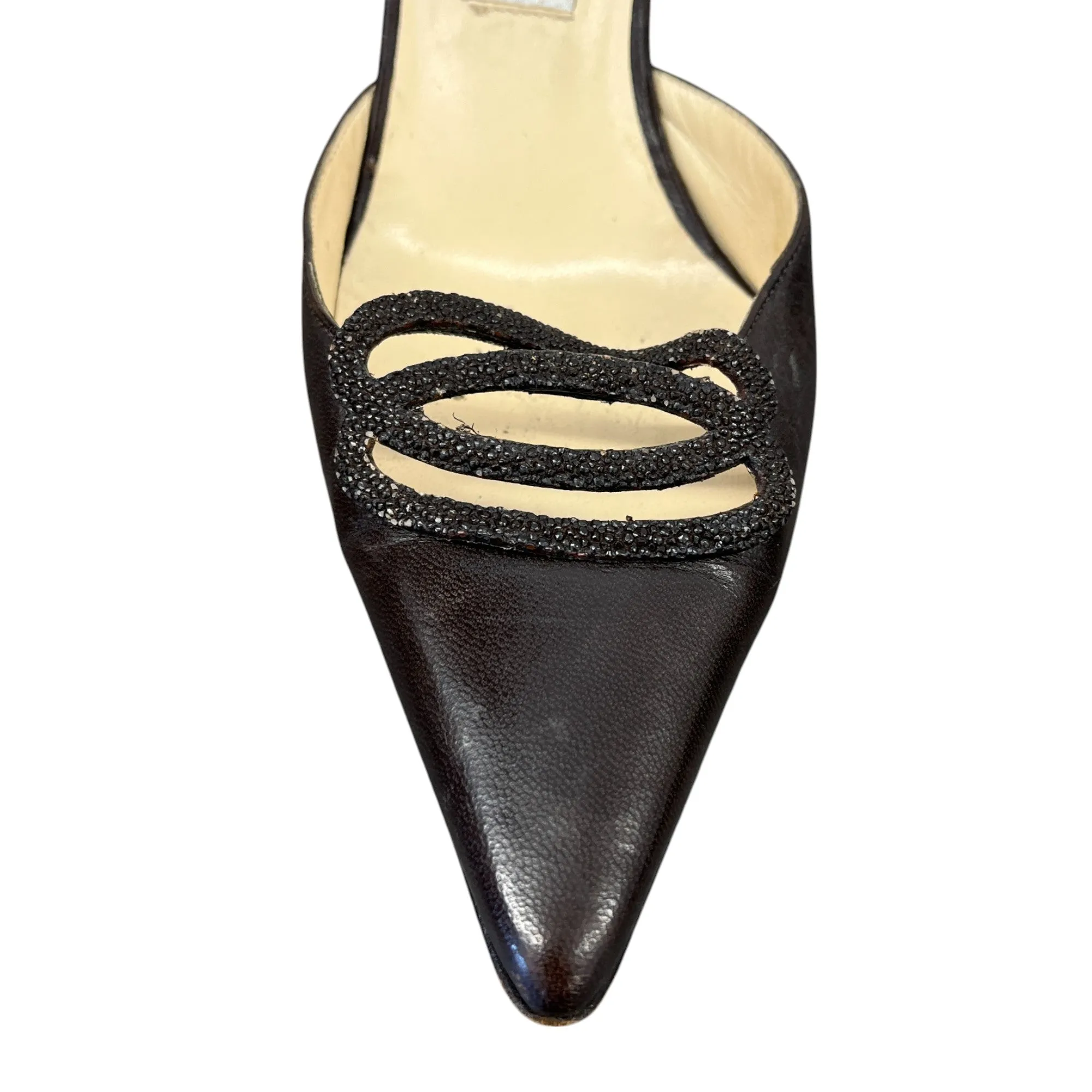 Women's Slingback Pointed Toe Heels Brown Size EU 38 / UK 5