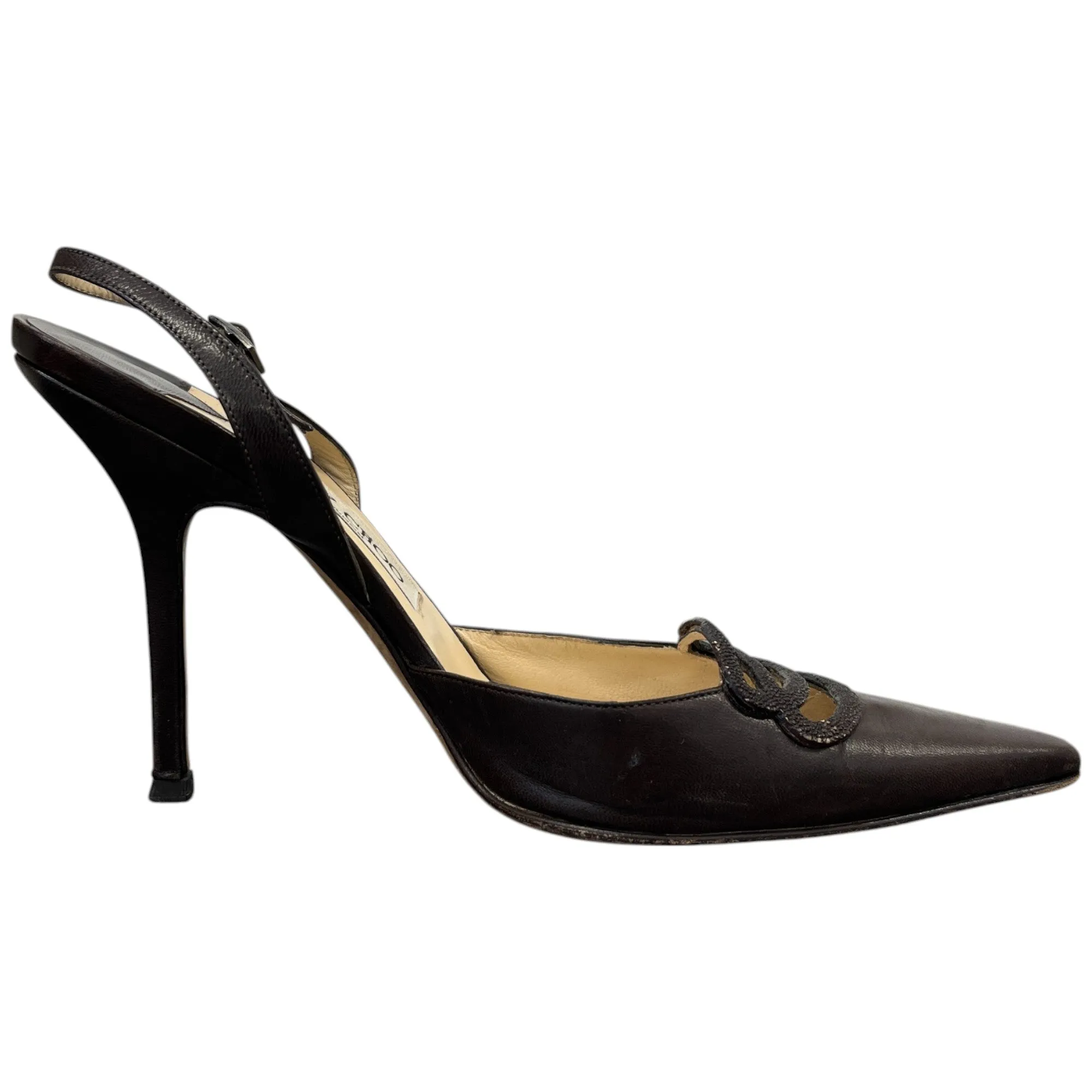 Women's Slingback Pointed Toe Heels Brown Size EU 38 / UK 5