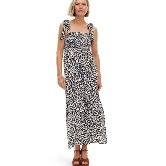 Women's Smocked Tie Strap Neutral PoppyMidi Dress - DVF for Target new